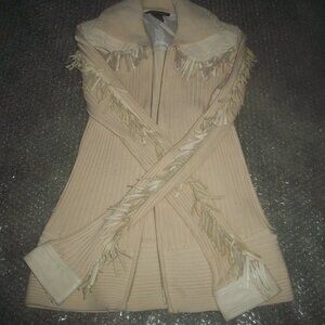 womens fringe sweater.BOSTON PROPER.Western. size small.Two way zipper